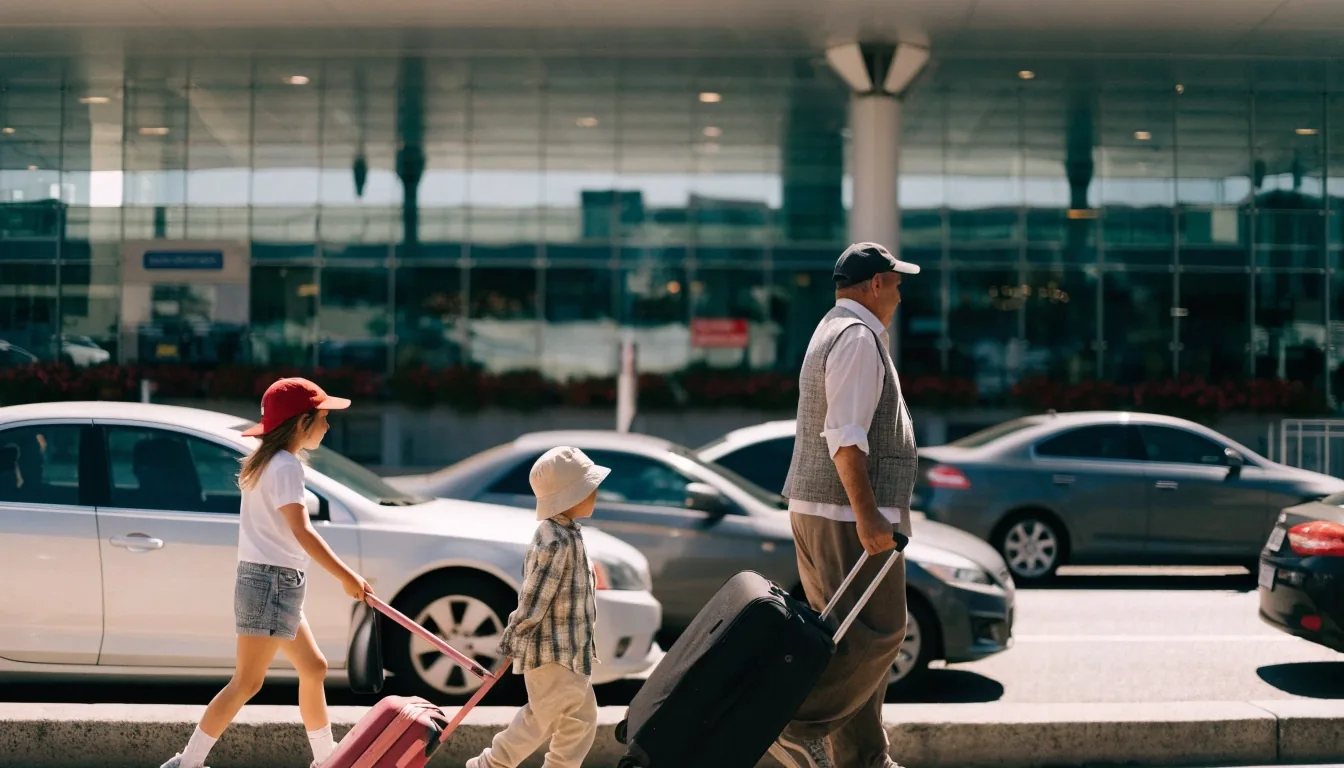 Domestic terminal kerb in daylight