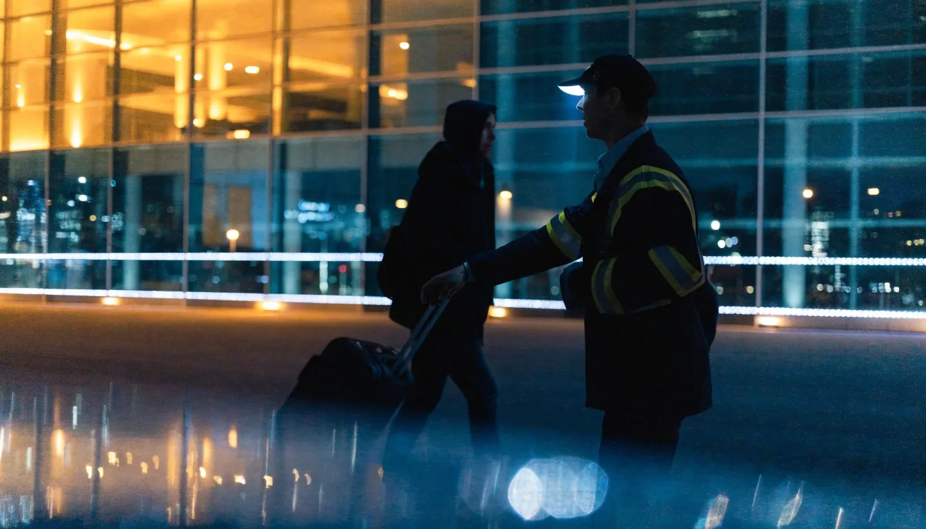 Sydney Airport terminal precinct at night