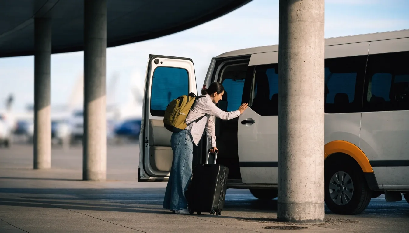 Long-stay car park with shuttle at dusk
