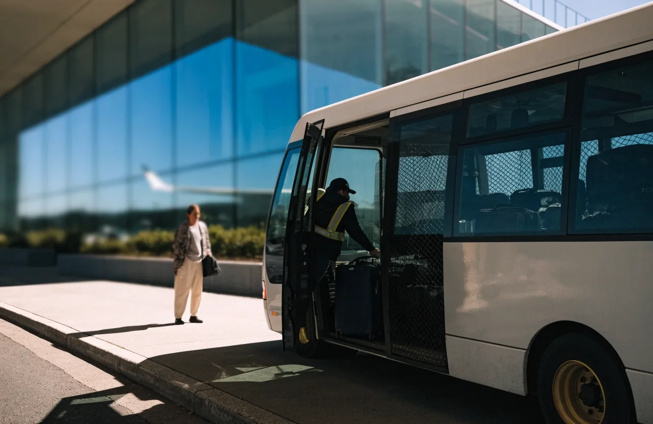 Shuttle at the domestic terminal kerb