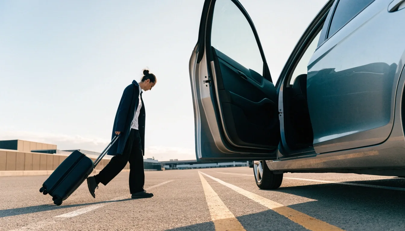 Accessible parking bay surface with suitcase wheels