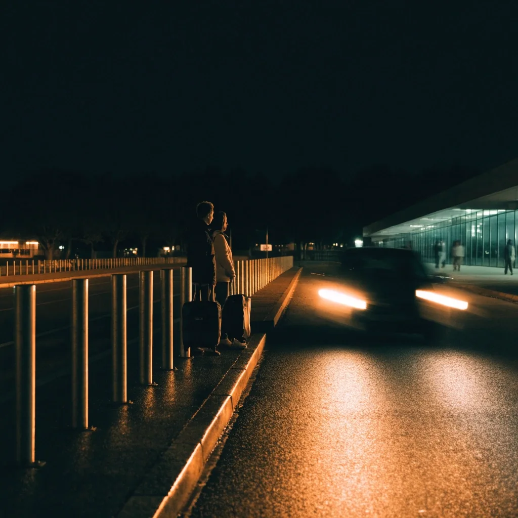 P7 pick-up lane at night