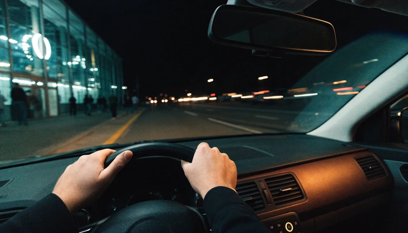Terminal precinct access road at night